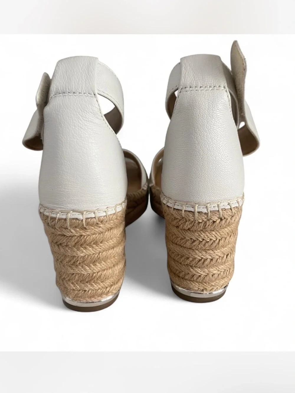 FRANCO SARTO CLEMENS WHITE LEATHER ESPADRILLE WEDGE SANDALS SIZE 6.5